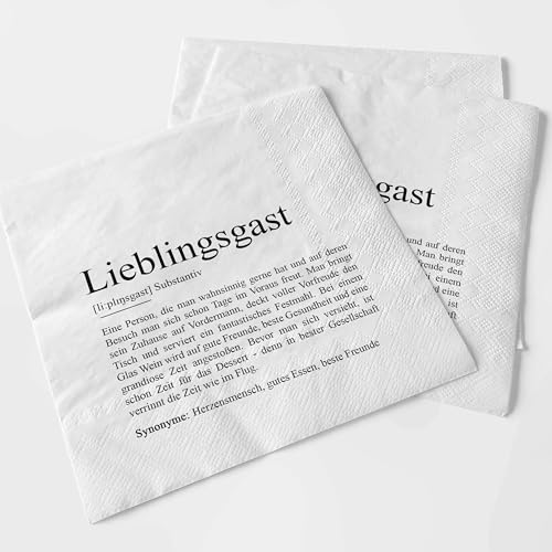 KAMEWI® Serviette LIEBLINGSGAST Definition | 20 Stück | Tischdeko Herzensmensch Lieblingsmensch Gast Kleinigkeit Lunchserviette von KAMEWI