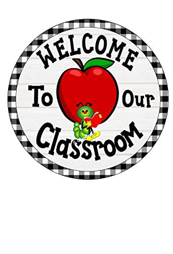 KAMIAK Rundes Blechschild mit Visa-Aufschrift "Welcome to Our Classroom", 30,5 x 30,5 cm, rund von KAMIAK
