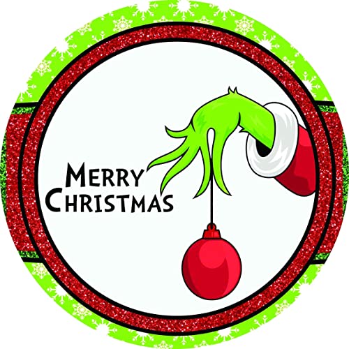 KAMIAK Weihnachtsmonster-Handkranz-Logo, Metallkranz-Logo, 30,5 cm rundes Logo, Kranz-Aufsatz 30,5 x 30,5 cm, rundes Blechschild, Strand von KAMIAK