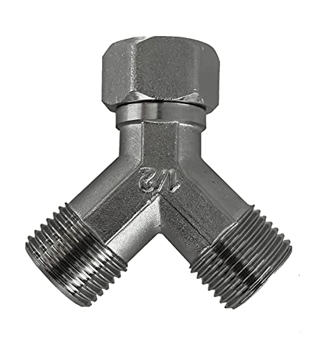 KANANA 2-Wege Y-Verteiler ohne Absperrkugelhähnen, zum Anschluss von 2 Geräten/Anschlüsse mit 1/2 Zoll AG. von KANANA