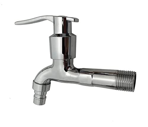 Wasserhahn für Ausgußbecken, Wandarmatur Gartenhahn Auslaufhahn Auslaufventil, Ventil 1/2'' (HV854) Hahn 12cm Lang mit Adapter. von KANANA