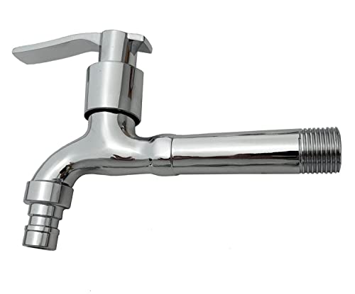 Wasserhahn für Ausgußbecken, Wandarmatur Gartenhahn Auslaufhahn Auslaufventil, Ventil 1/2'' (HV854) Hahn 14cm Lang mit Adapter. von KANANA