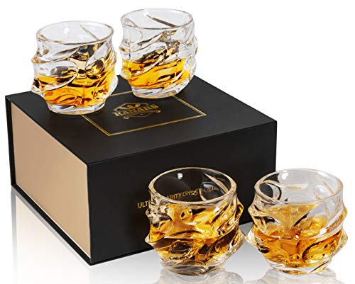 KANARS 4-teiliges Whisky Gläser Set, Bleifrei Kristall Whiskygläser, Spülmaschinentauglicher Whiskybecher, Hochwertige Qualität, 320 ml, Luxuriös Geschenk von KANARS