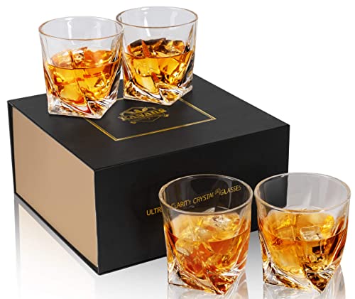 KANARS Whiskey Gläser Set, Bleifrei Kristallgläser, Whisky Glas, Schöne Geschenk Box, 4-teiliges, 300 ml, Hochwertig von KANARS