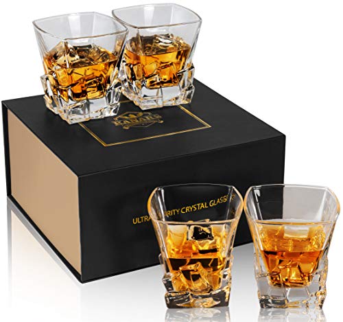 KANARS 4-teiliges Whiskygläser Set, Bleifrei Kristallgläser, Whiskey Glas, 300 ml, Schöne Geschenk Box von KANARS