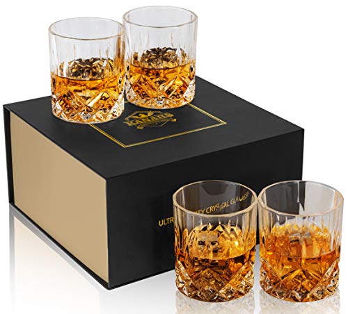 KANARS 4er Set Whisky Gläser, Bleifrei Kristallgläser, Whiskey Glas, 300 ml, Schöne Geschenk Box, Hochwertig von KANARS