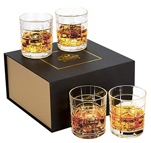 KANARS Whiskey Gläser Set, Bleifrei Kristallgläser, Whisky Glas, 4-teiliges, 300 ml, Luxuriös Geschenk von KANARS