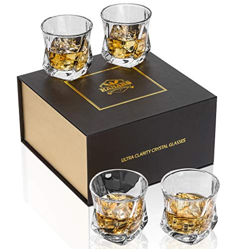 KANARS Whiskey Gläser Set, Bleifrei Kristallgläser, Whisky Glas, Schöne Geschenk Box, 4-teiliges, 210 ml, Hochwertig von KANARS