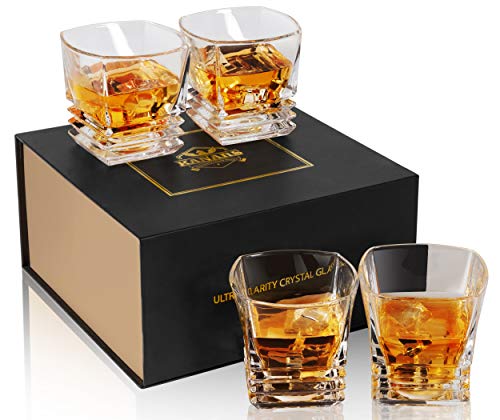 KANARS Whisky Gläser, 4-teiliges Whiskey Glas, Bleifrei Kristallgläser, 260 ml, Schöne Geschenk Box, Hochwertig von KANARS