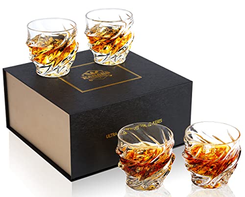KANARS Whisky Gläser, Bleifrei Kristallgläser, 4-teiliges Whiskey Glas, 260 ml, Luxuriös Geschenk von KANARS