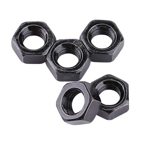 100pcs din934 M2-M5 Schwarz Zinkpolierte Kohlenstoffstahlmetrik-Gewinde Sechskant Sechskantmuttern für industrielle Bürogeräte Schwarz Zinkplatt Kohlenstoffstahlmuttern Set Set (M2.5) von KANASI