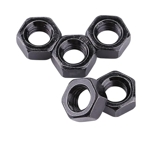 100pcs din934 M2-M5 Schwarz Zinkpolierte Kohlenstoffstahlmetrik-Gewinde Sechskant Sechskantmuttern für industrielle Bürogeräte Schwarz Zinkplatt Kohlenstoffstahlmuttern Set Set (M3) von KANASI