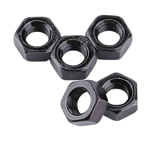 100pcs din934 M2-M5 Schwarz Zinkpolierte Kohlenstoffstahlmetrik-Gewinde Sechskant Sechskantmuttern für industrielle Bürogeräte Schwarz Zinkplatt Kohlenstoffstahlmuttern Set Set (M4) von KANASI