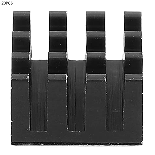 Aluminium-Kühlkörper hochwertiger thermischer Leitfähigkeit Reduzieren Sie Hardwareversagen Adhäsive 20pcs 14x14x8mm LED-LED-Leiterplatte (Black) von KANASI