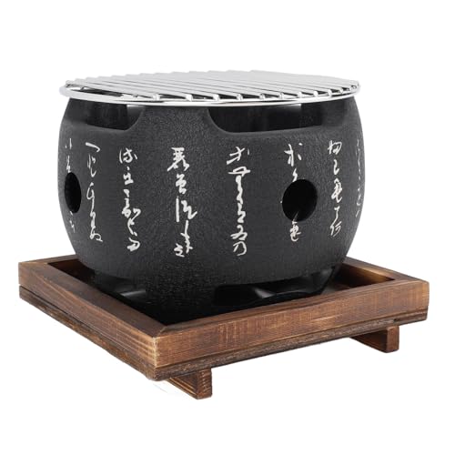Japanese Style Portable BBQ Grill Quick Heating Even Heating Multifunctional Usage for Families Aluminum Alloy Composite Wood (L) von KANASI