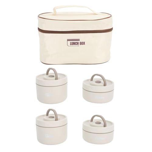 KANASI Isolierte Lunch-Container, 4Pcs 304 Edelstahl Bento Box Runde Mikrowelle sicher stapelbar Multifunktion ungiftig harmlos mit Thermobeutel Beige KANASI Isolierte Lunch-Container, 4Pcs 304 Edelstahl Bento Box Runde Mikrowelle sicher stapelbar Multifunktion ungiftig harmlos mit Thermobeutel Beige von KANASI