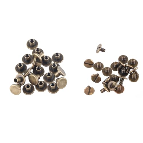 Kupfer -Messing -Nieten Muttern Schrauben Accessoire für Lederkappe, DIY -Reparatur 20pcs (6,5 mm) von KANASI