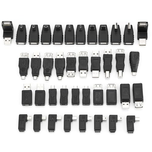 Mehrere USB2.0-Adapter angewinkelte -Mikro-Typ B Männliche weibliche Konverter Stecker Hochgeschwindigkeits-Toolkit 40 Pack Play Play Easy Black Color 325g Mehrere USB2.0-Adapter angewinkelte -Mikro-Typ B Männliche weibliche Konverter Stecker Hochgeschwindigkeits-Toolkit 40 Pack Play Play Easy Black Color 325g von KANASI