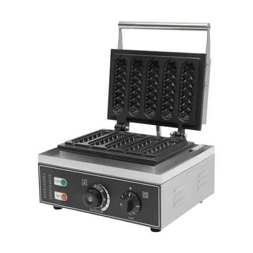 KANBCNG 1550W Waffeleisen 5 Fächern Edelstahl Waffelmaschine Einstellbares Heiztemperatur und Zeit Waffelstangen-Maker Hot-Dog-Waffelmaschine Waffeln Am Stiel Hotdog Corn Dogs von KANBCNG