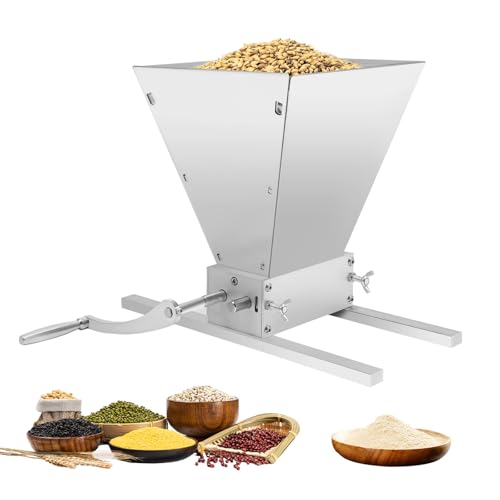 KANBCNG 4l Manueller Getreidemühle Getreidebrecher mit 2Aluminiumstreifen Haferflocken Flockenquetsche Futtermühle Grainmühle GersteWeizen Schrotmühle für Selbstgebrautem Bier Einstellbarer Malzmühle von KANBCNG