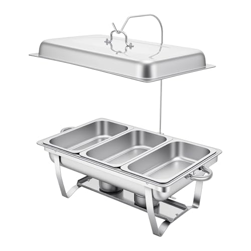 KANBCNG 9L 3 Grid Profi Chafing Dish Speisenwärmer Edelstahl Buffetwärmer Wärmebehälter Satz Edelstahl Bain Marie Warmhaltegerät Buffet Warmer Set Buffet Catering Party Set mit Aufhängevorrichtung KANBCNG 9L 3 Grid Profi Chafing Dish Speisenwärmer Edelstahl Buffetwärmer Wärmebehälter Satz Edelstahl Bain Marie Warmhaltegerät Buffet Warmer Set Buffet Catering Party Set mit Aufhängevorrichtung von KANBCNG