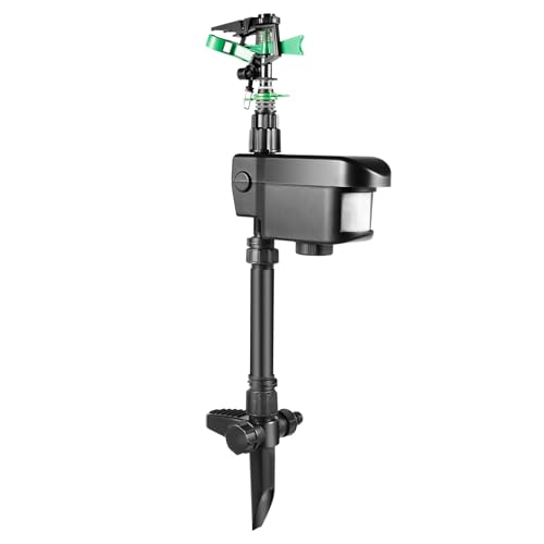 KANBCNG Automatisch Bewegungsaktivierten Sprinkler Solar Tiervertreiber 5,5 Bar Schutzbereich 9 m 93 m² Tag und Nacht Reiherschreck Wasserstrahl Tiervertreiber Katzenschreck Obstgärten Sprinkler von KANBCNG