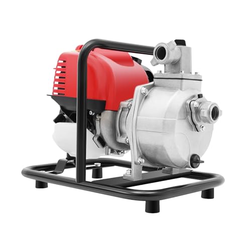 KANBCNG Benzin Wasserpumpe 4-Takt Wasser Pumpe Motorpumpe Gartenpumpe Teichpumpe 38 cm³ Benzinwasserpumpem 135 l/min Fördermenge Benzin Pumpe 30 m Förderhöhe für Wassertransfer usw von KANBCNG