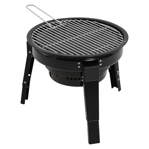 KANBCNG Camping Portable Holzkohlegrills Klappgrill mit Grillzubehör & Tragetasche Koffergrill Klappgrill Tischgrill Holzkohle Grillpfanne & Reinigungsset Tragbarer Mini Faltgrill Höhenverstellbar von KANBCNG