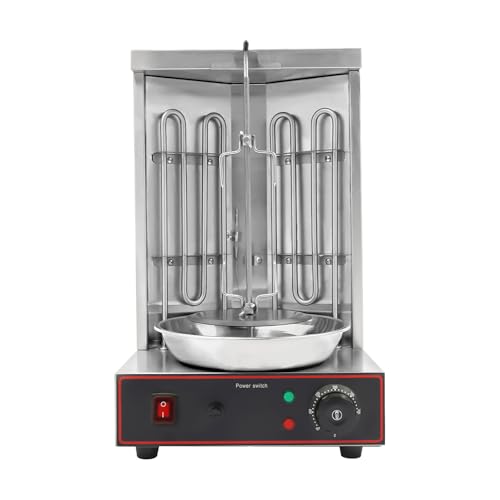 KANBCNG Elektrische Dönergrill Edelstahl Grill Tragfähigkeit 10 kg 2 Heizrohre 6 U/min Hause-Grillpartys-Dönerspieß Fast-Food-Restaurants-Hähnchengrill Straßenstände Multigrill von KANBCNG