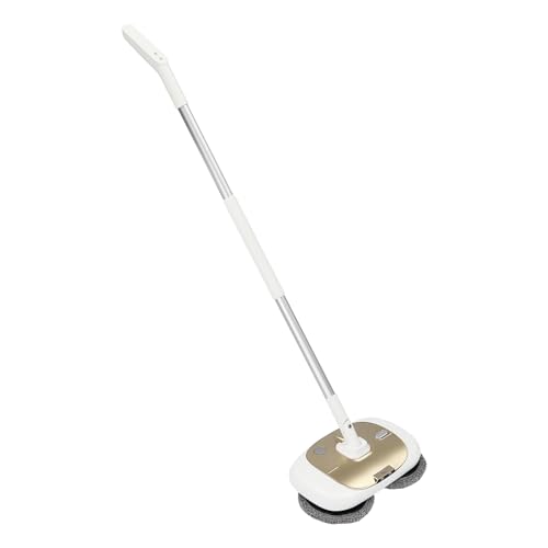 KANBCNG Elektrischer Bodenwischer Kabellos Elektrischer Mopp Akku Vibrationsmopp mit LED-Beleuchtungssystem Wassersprühfunktion 400ml Wassertank Wischmopp Elektrische Bodenreinigungsmaschine (Gold) von KANBCNG