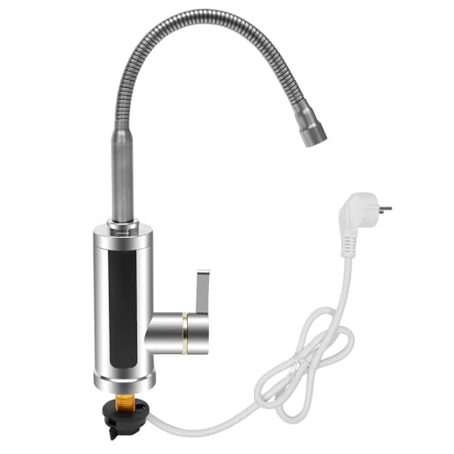 KANBCNG Elektrischer Wasserhahn, Durchlauferhitzer Wasserhahn mit 360 Grad Drehbare Auslass & LED-Bildschirm & Abnehmbarer Wasserhahn-Bubbler fur Wohnbereiche, Garagen 15-50°C Schnittstelle G1/2 Zoll von KANBCNG