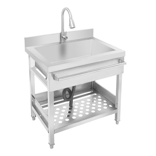 KANBCNG Freistehende Küchenspüle Freistehende Edelstahl Spültisch 1 Becken Edelstahlspüle Freistehend Mit Wasserhahn 78x56x100cm Einzelbecken-Spülbecken Gewerbliche Spülbecken Multifunktionswaschtisch KANBCNG Freistehende Küchenspüle Freistehende Edelstahl Spültisch 1 Becken Edelstahlspüle Freistehend Mit Wasserhahn 78x56x100cm Einzelbecken-Spülbecken Gewerbliche Spülbecken Multifunktionswaschtisch von KANBCNG
