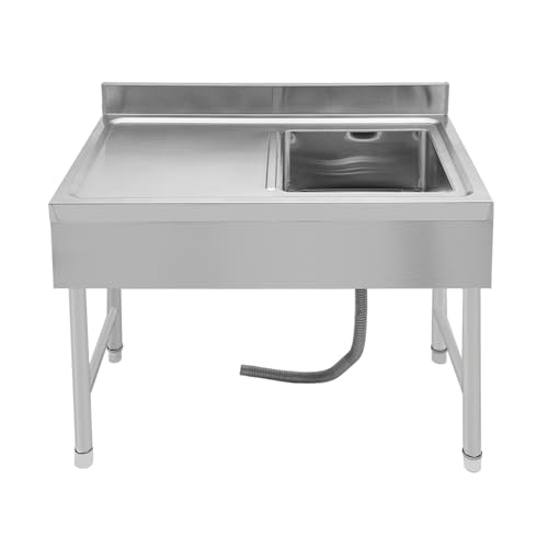 KANBCNG Küchenspüle Edelstahl Spültisch mit Arbeitsplatte Spülbecken 1 Becken Edelstahl Waschtisch Outdoor Multifunktionswaschtisch Einzelspüle Freistehende Spüle Gastronomie Spüle Tragfähigkeit 150kg von KANBCNG