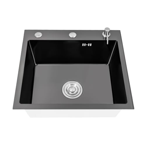 KANBCNG Küchenspüle Schwarz Edelstahlspüle 46 x 35 cm mit Filterkorb Hahnloch und Seifenspender Rechteckigspüle Küche Klein Waschbecken 1 Becken Einbauspüle Spülbecken Imbisswagen Spüle KANBCNG Küchenspüle Schwarz Edelstahlspüle 46 x 35 cm mit Filterkorb Hahnloch und Seifenspender Rechteckigspüle Küche Klein Waschbecken 1 Becken Einbauspüle Spülbecken Imbisswagen Spüle von KANBCNG