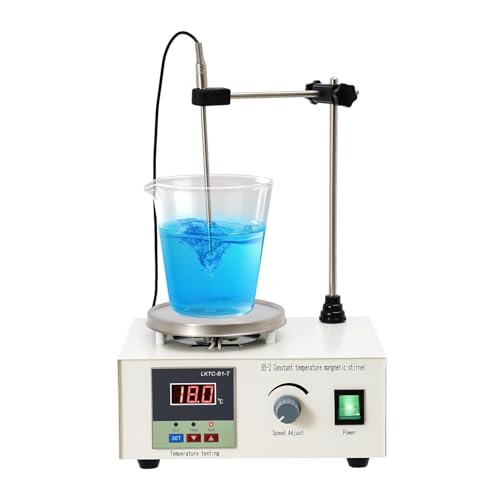 KANBCNG Magnetrührer 250w Electric Stirrer Flüssigkeitsvolumen 2l Einstellbares Temperatur 0–99 °C Stufenlose Drehzahl 0-2000 U/min Labor-Magnetrührer Tischaufstellung Magnet Rührer von KANBCNG