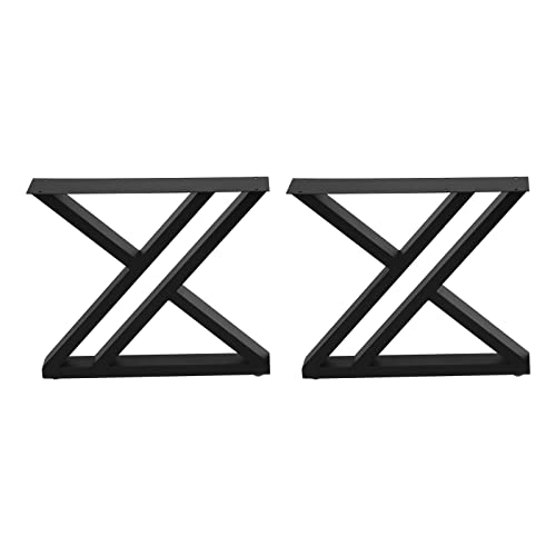 KANBCNG Metall Tischgestell Schwarz Tischbein 2er-Set Schwerlast Metall Tischbeine X-Shaped Beistelltischbeine Möbelfüße Industrielle Stahl Bankbeine Tischfüße Bis 200kg für Sofas Schränken Tischen von KANBCNG