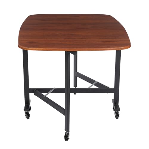 KANBCNG Multifunktionaler Klappbarer Küchentisch mit 6 Universalrädern Platzsparender Esstisch Klappbar Tragfähigkeit 100kg Rechteckig 120 x 80 x 75cm für Tavernen Wohnzimmer usw (Brwon) von KANBCNG