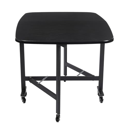 KANBCNG Multifunktionaler Klappbarer Küchentisch mit 6 Universalrädern Platzsparender Esstisch Klappbar Tragfähigkeit 100kg Rechteckig 120 x 80 x 75cm für Tavernen Wohnzimmer usw (Schwarz) von KANBCNG