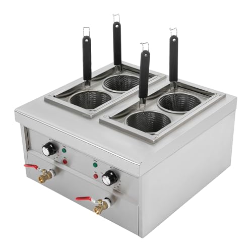 KANBCNG Nudelkocher Gewerblicher Elektrischer Nudelkocher Elektrischer Pastakocher mit 4 Nudel-Körbe Teigwarenkoche Edelstahl Bequeme Nudelkochmaschine Einstellbare Temperatur 30-110°C von KANBCNG