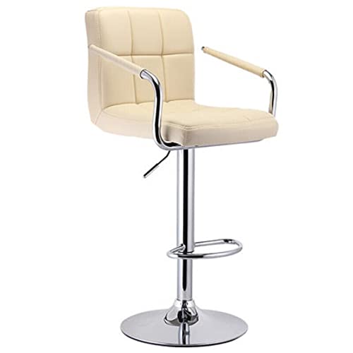 KANBUN 360 ° rotierende Barstühle mit Armlehnen Hocker Hocker Stuhl Home Coffee Shop Company Rezeption PU-Matten, Sitzhöhe 63-83 cm (Farbe: Beige) von KANBUN