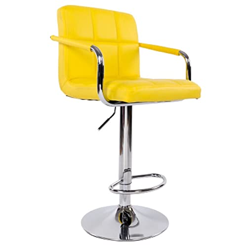KANBUN 360 ° rotierende Barstühle mit Armlehnen Hocker Hocker Stuhl Home Coffee Shop Company Rezeption PU-Matten, Sitzhöhe 63-83 cm (Farbe: Gelb) von KANBUN