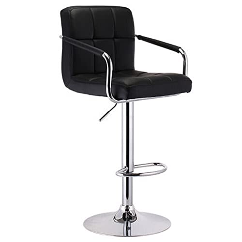 KANBUN 360 ° rotierende Barstühle mit Armlehnen Hocker Hocker Stuhl Home Coffee Shop Company Rezeption PU-Matten, Sitzhöhe 63-83 cm (Farbe: Schwarz) von KANBUN