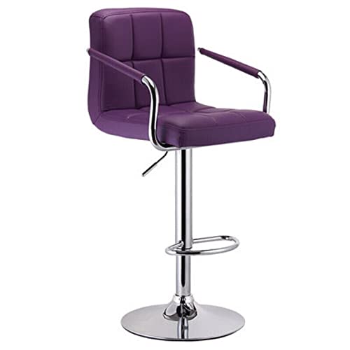 KANBUN 360 ° rotierende Barstühle mit Armlehnen Hocker Hocker Stuhl Home Coffee Shop Company Rezeption PU-Matten, Sitzhöhe 63-83 cm (Farbe: lila) von KANBUN