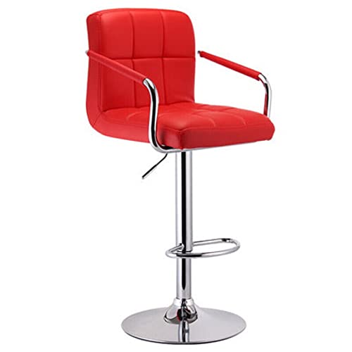 KANBUN 360 ° rotierende Barstühle mit Armlehnen Hocker Hocker Stuhl Home Coffee Shop Company Rezeption PU-Matten, sitzende Höhe 63-83 cm (Farbe: rot) von KANBUN
