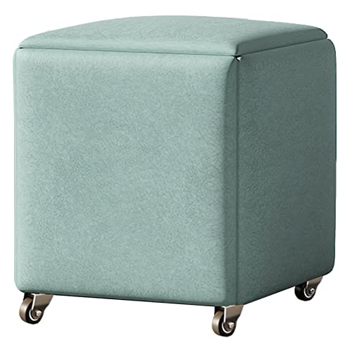 KANBUN 5 in 1 Lagerhocker Magic Cube Niststuhl mit Rädern, Multifunktions -Küchensofa stapelbarer Hocker, gepolsterter Sitz und Metallrahmen (Größe: 35x35x35 cm, Farbe: hellgrün) von KANBUN