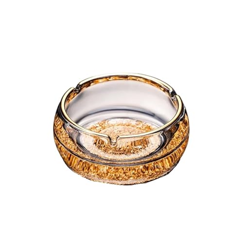 KANBUN Accent Crystal Glass Aschenbecher für Wohnzimmer/Büro, Eleganz-Rauchschale mit Anti-Fly-Asche-Design (Orange, s) von KANBUN