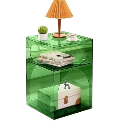 KANBUN Acryl quadratischer Seitentisch, 15,7''X15.7'x23.6 '' Vielseitiger einfaches Sofa -Endtisch, moderner modischer Design am Nachttisch für jeden Raum (grün) von KANBUN