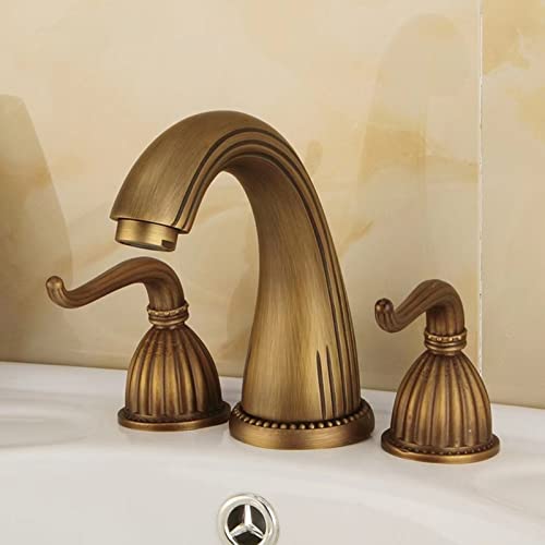 KANBUN Badezimmer Küchenarmatur für Waschbecken 3 Loch, Messing Badezimmer, Mischungsausgang Doppelgriffe, heißer und kalter Mixer -Tap -Wasserhahn, 2 Griffgold (Gold Griff (Gold KANBUN Badezimmer Küchenarmatur für Waschbecken 3 Loch, Messing Badezimmer, Mischungsausgang Doppelgriffe, heißer und kalter Mixer -Tap -Wasserhahn, 2 Griffgold (Gold Griff (Gold von KANBUN