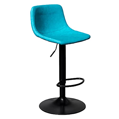 KANBUN - Bar Stuhl Retro Restaurant Heben rotierender Schmiedeeisenstuhl mit Rückenlehne und vergrößertem Chassis, einstellbar 60-82 cm (Farbe: Blau) von KANBUN