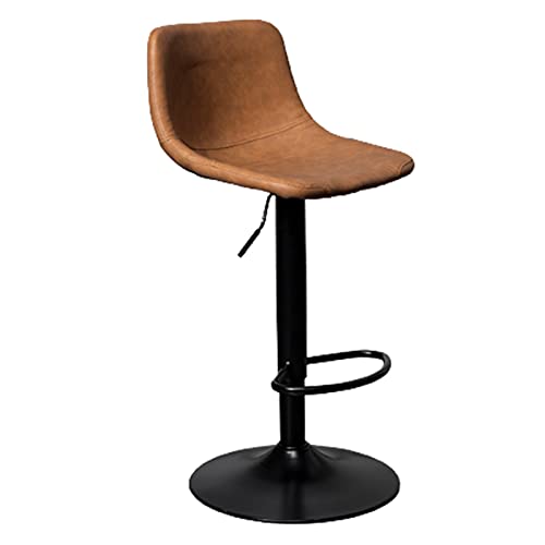KANBUN - Bar Stuhl Retro Restaurant Heben rotierender Schmiedeeisenstuhl mit Rückenlehne und vergrößertem Chassis, einstellbar 60-82 cm (Farbe: Braun) von KANBUN